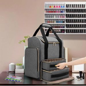 Nagellak Organizer-rugzak met Opbergvak voor Nagellamp - Reisnagellaktas met Verwijderbare Hoesjes - Grijs nagelstyliste koffer