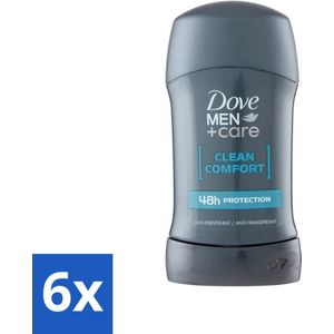 Dove - Deodorant - Stick Clean Comfort - Zachte bescherming - 50 ml - Voordeelverpakking - 6 stuks