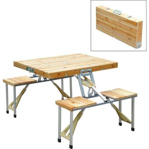 Camping Picknick tafel - 4 Persoons - Picknicktafel - Uitklapbaar - Hout look - 86x68x138 cm