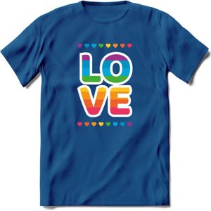 Love | Pride T-Shirt | Grappig LHBTIQ+ / LGBTQ / Gay / Homo / Lesbi Cadeau Shirt | Dames - Heren - Unisex | Tshirt Kleding Kado | - Donker Blauw - M