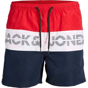 Jack & Jones Junior Zwemshorts Jongens COLORBLOCK Chinese Red - Maat 128 - Zwembroek