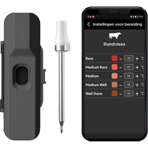 Hermanos® Vleesthermometer - Draadloze BBQ Thermometer met App en Bluetooth - BBQ accessoires - RVS