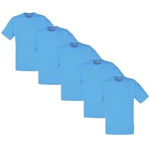Fruit of the Loom - 5 stuks Valueweight T-shirts Ronde Hals - Azuur Blauw - L