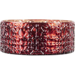 Clayre & Eef Theelichthouder Ø 15x6 cm Rood Glas Rond Waxinelichthouder