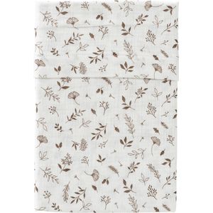 Cottonbaby Soft Wieglaken - 75x90 cm - Leaves White/Taupe