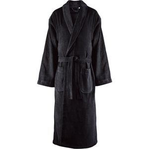 Badjas - velours katoen - zwart - sjaalkraag badjas sauna - S/M - Unisex