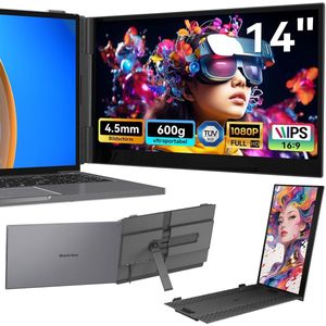 Blackview SCM6 Portable Monitor - 14"" - Draagbaar Scherm - Draagbare Monitor voor Laptop - Laptop Scherm Uitbreider - - Extra scherm laptop - Plug & Play - Incl. dr