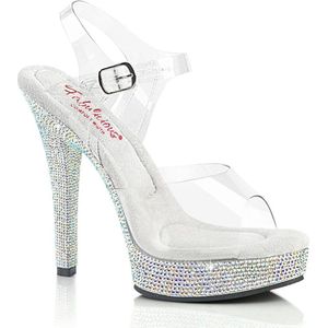 Fabulicious - MAJESTY-508DM Sandaal met enkelband - US 6 - 36 Shoes - Transparant/Zilverkleurig