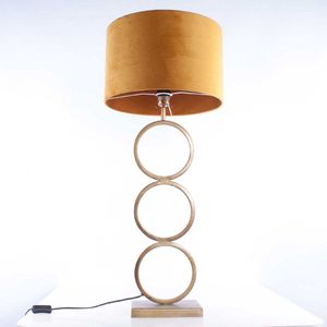 Tafellamp capri 2 ringen | 1 lichts | geel / bruin / goud | metaal / stof | Ø 40 cm | 94 cm hoog | tafellamp | modern / sfeervol / klassiek design