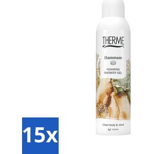 15 x Therme - Hammam - Schuimende Douchegel - Verfrissend - Verzorgend - 200ml - Oosterse Geur - Cederhout - Kruiden - Bergamot - Vegan