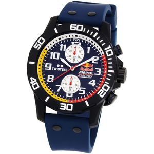 TW Steel TWCA6 Carbon Heren Horloge - Chronograaf - Mineraalglas - Kunststof/Silicone - Blauw/Zwart - 44 mm breed - Quartz - Gesp - 10 ATM (zwemmen)