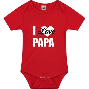 I love papa tekst baby rompertje rood jongens en meisjes - Kraamcadeau/ Vaderdag cadeau - Babykleding 56
