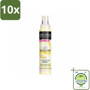 10 x John Frieda – Spray – Sheer Blonde Go Blonder Lightening – Verhelderend effect – 100 ml - Grootverpakking - Verlichten Blond Haar - Helder Blond Haar - Go Blonder Spray - Oplichten Haar - Natuurlijke Glans