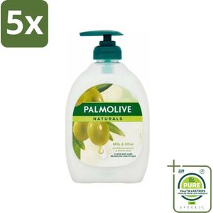 5 x Palmolive - Milk & Olive - Handzeep Met Pomp - Verzorgend & Mild - 500 ml - Grootverpakking - Handzeep - Melk - Olijf - Natuurlijke Ingrediënten - Verzorgend