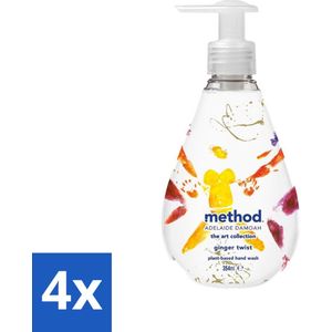 4 x Method - Handzeep - Ginger Twist - Art Collection - Plant Based - 354 ml - Handzeep - Gember - Citrus - Mango - Passievrucht