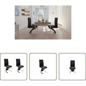 The Living Store Eetkamerstoelen - Set van 2 - 58 x 44 x 99 cm - Ergonomisch gevormd zitcomfort - Zwart