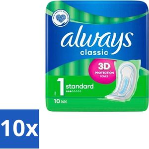 Always Classic - Maandverband - Standaard - 3D Bescherming - 10 Maandverbandjes - Bulkverpakking - 10 stuks