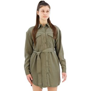Pepe Jeans - Beate - Damesjurk - Olijfgroen - Hemdjurk met Rechte Pasvorm