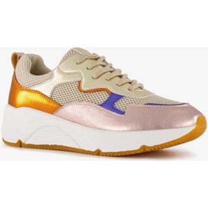 Hush Puppies leren dames dad sneakers metallic - Roze - Uitneembare zool - Maat 37