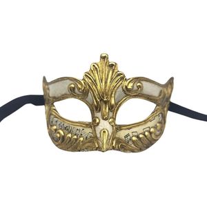 Venetiaans masker wit met goud en muziek nootjes - Handgemaakt wit oogmasker - gala masker wit - masker voor mannen wit met goud