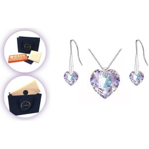 CHARO Cadeau Voor Vrouw - Swarovski - Sieraden sets - Paars - Zilver