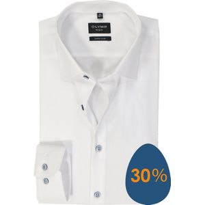 OLYMP No. 6 Six super slim fit overhemd - structuur - wit - Strijkvriendelijk - Boordmaat: 43