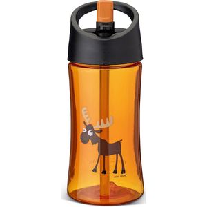 Carl Oscar waterfles / drinkfles - 0.35 liter - kunststof - oranje - eland - D 7.1 cm - H 17.5 cm