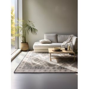 Flycarpets Terrain Designer Laagpolig vloerkleed - Lakan - Crème / Grijs - 120x170 cm