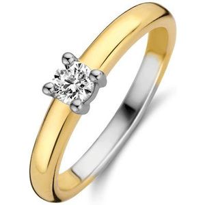 TI SENTO Dames Ring - 925 zilver - Zirkonia met geel verguld - Maat 18.50 mm / maat 58 - 12212ZY