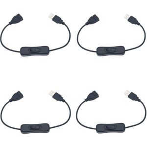 USB-schakelaar 4 stuks 30 cm verlengkabel met aan/uit-schakelaar