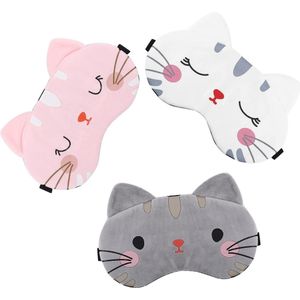 3 stuks cartoon kat slaapmasker voor kinderen met verstelbare riem
