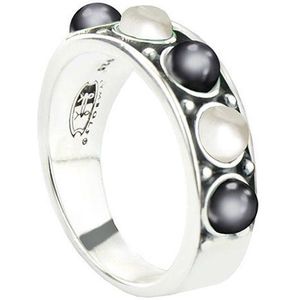 Symbols 9SY 0060 56 Zilveren Ring - Maat 56 - Parel - Grijs - Wit - Geoxideerd