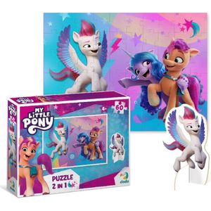 DODO Toys - My Little Pony Puzzel 2-in-1 met Zipp Speelfiguur 4+ - 60 stukjes - 23x32 cm - My Little Pony Speelgoed 3-4-5 jaar-Kinderpuzzel 4 jaar