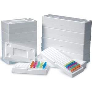 Styropor Rack voor 50 x 15/20 ml buizen - Wit - Pak van 10