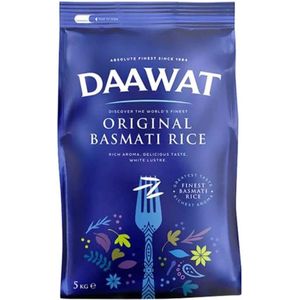 Daawat Original Basmati Rijst - 5kg - Aromatisch - Hoogwaardige rijstsoort - Biologisch