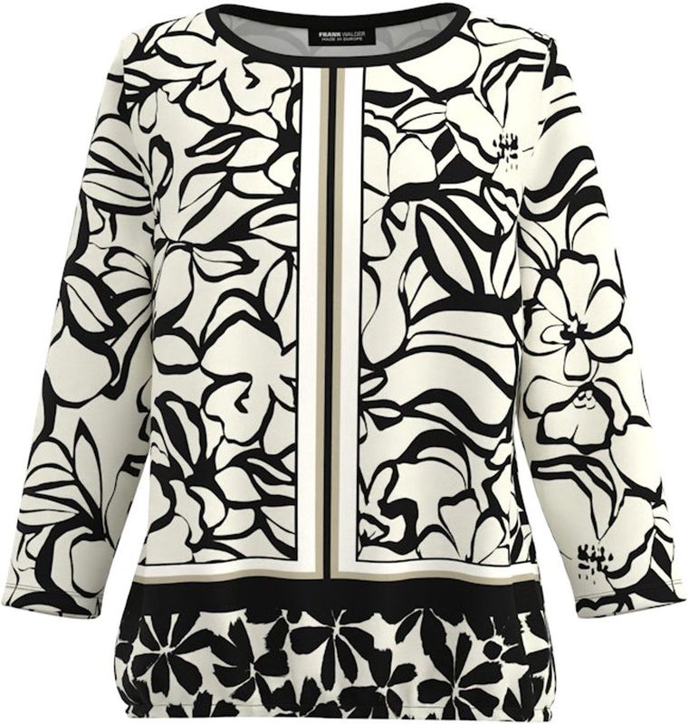 Frank Walder - Blouse W51-208421594 - Zwart-witte Floral Print - Dames