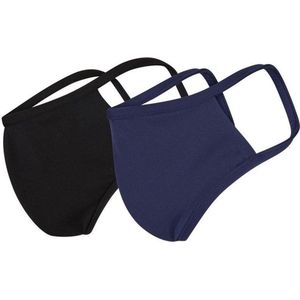 Beeren Mondkapjes Dames Katoen Blauw/zwart Maat S 2 Stuks