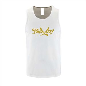 Witte Tanktop met “ BadBoy “ print Goud Size XL