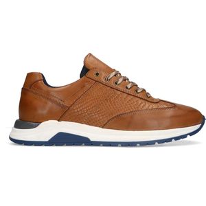 Manfield - Heren - Cognac leren sneakers - Maat 44