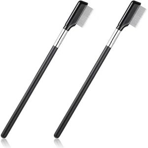 longziming -2-delige Wimper- en Wenkbrauwborstel Set – Metalen Kam, Houten Handgreep, Duurzaam & Compact