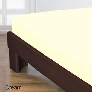 Homee Hoeslaken Katoen ecru 140x200 +30 cm eenpersoons bed - gladde 100% Katoen - Perfecte pasvorm