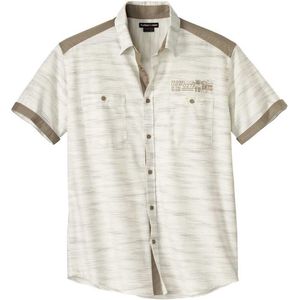 ATLAS FOR MEN - Overhemd van gevlamd Popeline Desert - Heren - Verkrijgbaar in grote maten - L