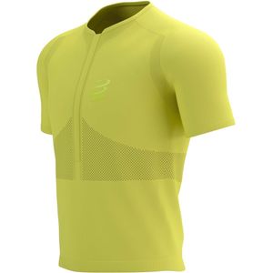 Compressport | Trail Fitted Half Zip | Shirt | Heren | Green Sheen / Safety Yellow | S -