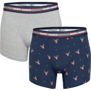 Happy Shorts 2-Pack Kerst Boxershorts Heren Reindeer - Maat S