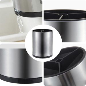 Keukengereihouder, 360 graden draaibaar, keukengereihouder van roestvrij staal, 8,2 x 6,7 cm, keukengereihouder met afvoerbodem, afneembare scheidingswand, voor werkblad, keukengereihouder