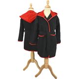ARTG® Boyzz & Girlzz - Kinder Badjas met Capuchon - Zwart met Rood - Black/Fire Red - Maat 116/128