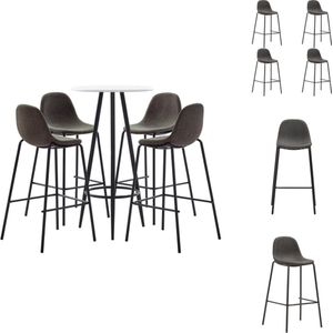 vidaXL Barset Austin - Bartafel 60x107.5cm + 4 Barstoelen 51x49x99cm - Wit - Donkergrijs - Set tafel en stoelen