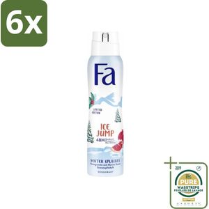 Fa - Deodorant Spray - Winter Splashes Ice Jump - Koel - 48 uur Bescherming - 150 ml - Voordeelverpakking - 6 stuks - Winter Splashes - Ice Jump