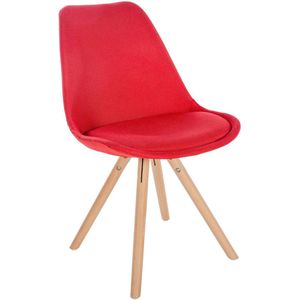 In And OutdoorMatch Stoel Maude - Rood en Hout - Stof - Comfortabele zit - Hoogwaardige bekleding - Stijlvolle stoel - Klassieke uitstraling