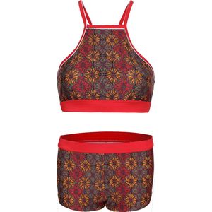 Bikini hipster broekje en cro top met racerback - Teraracotta 128-134
